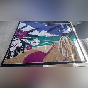 Vintage Guy Laroche Paris Tropical Beach Scarf Large Square Designer